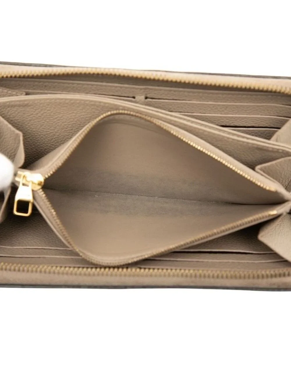 Louis Vuitton Monogram Empreinte Zippy Wallet Zip Around Tourterelle Beige